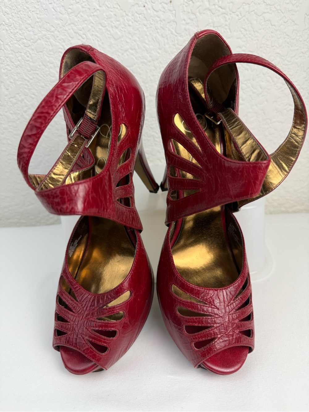 Jessica Simpson | Amona | Red Leather Platform Heels | 9B - Picture 2 of 14